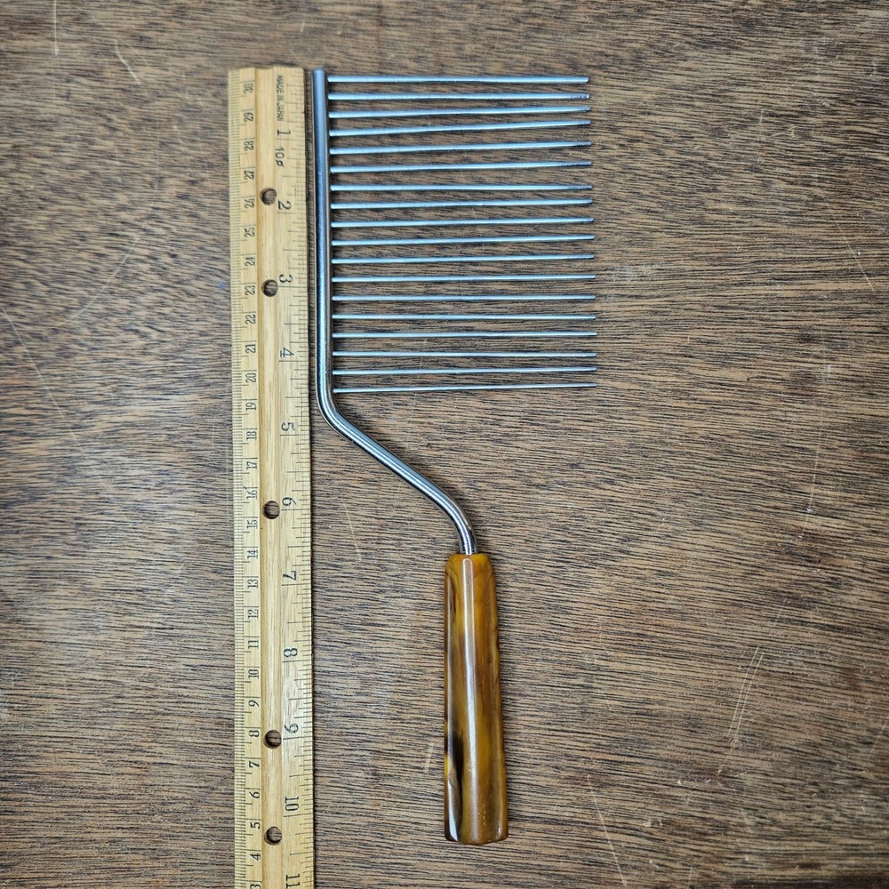 Vtg Angel Food Cake Cutter Slicer Faux Tortoise‎ Shell Bakelite Handle Stainless